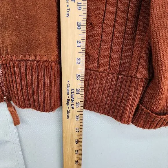 VTG Designer Studio Original XLARGE Sweater Leather Suede Jacket Brown Patchwork - Picture 13 of 16